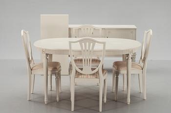 MATSALSMÖBLEMANG, 6 delar, gustaviansk stil, 1900-talets slut.