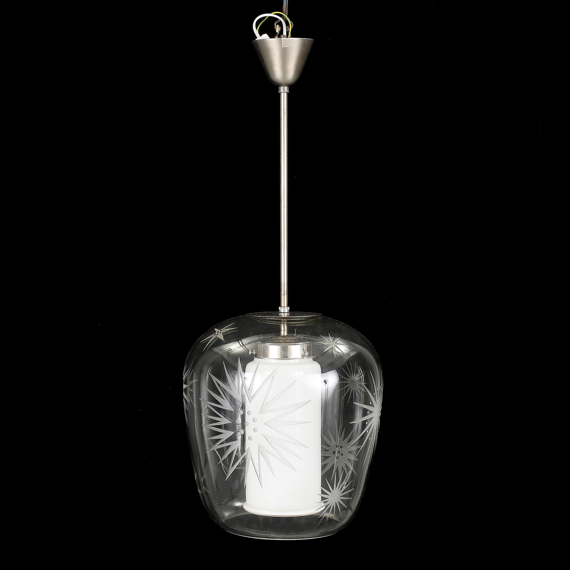 TAKLAMPA, Böhlmarks Pukebergs glasbruk, 1930-tal. Höjd 83 cm.