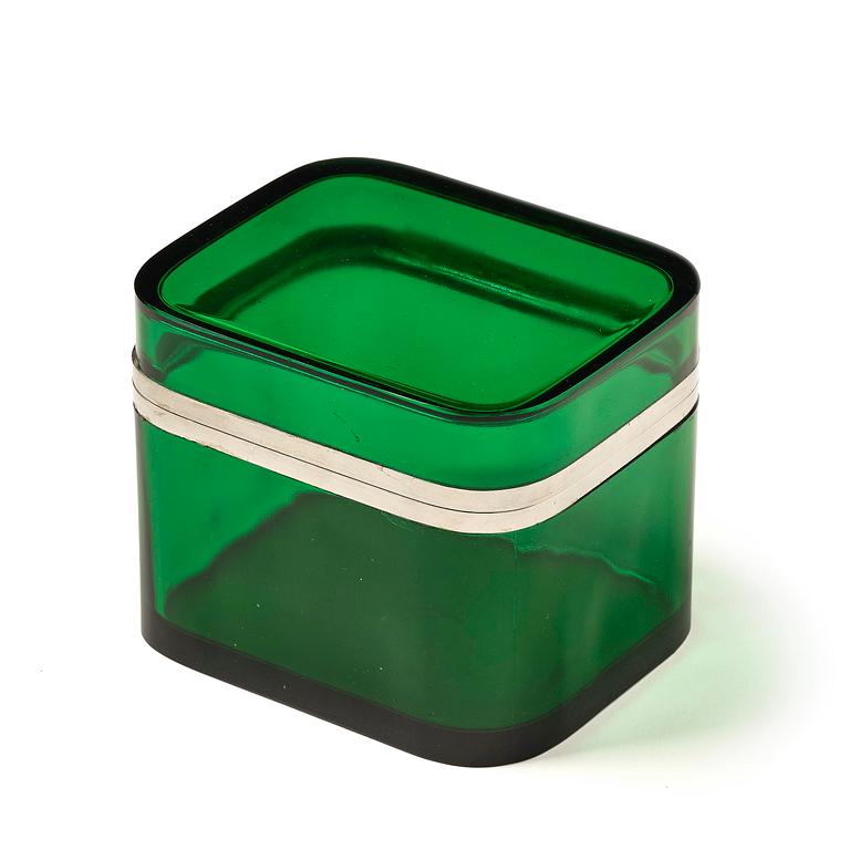 Josef Frank, a pewter mounted green-tinted glass box, Firma Svenskt Tenn.