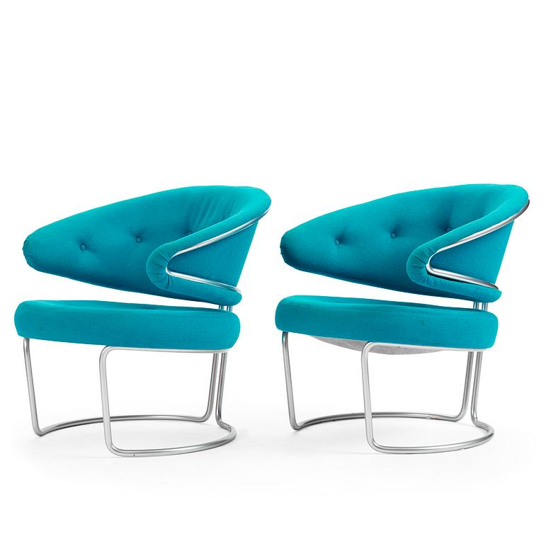 Grete Jalk, a pair of armchairs model "9000", Fritz Hansen, Denmark, 1960s-70s.