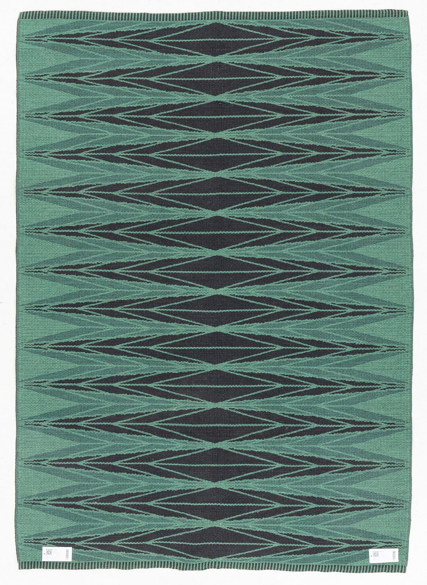 Ingrid Dessau, matta, slätväv, dubbelsidig, "Sylarna", Kasthall, ca 202 x 144 cm.