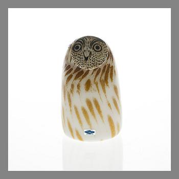 OIVA TOIKKA, GLASS SCULPTURE. Owl. Signed Oiva Toikka, Nuutajärvi Notsjö.