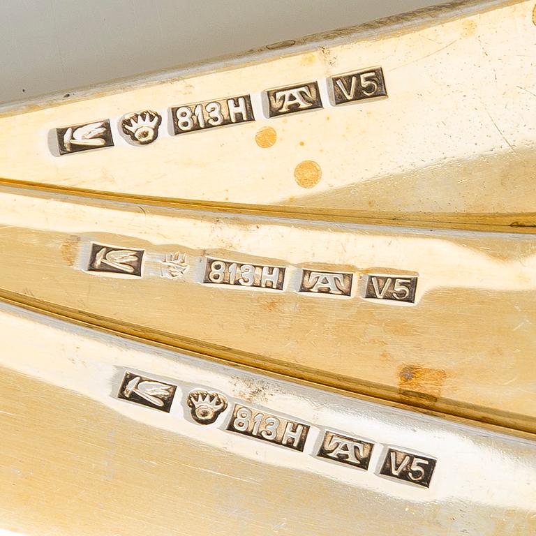 A set of 12 silver fruit knives, Suomen Kultaseppä Oy, Turku 1926.