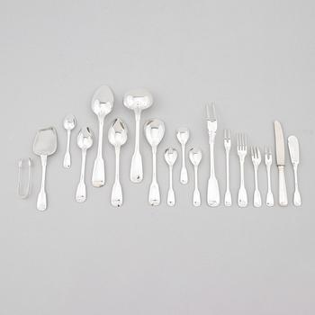 Koch & Bergfeld, a sterling silver cutlery set, model Altfaden, Germany, second half of the 20th Century (85 pieces).