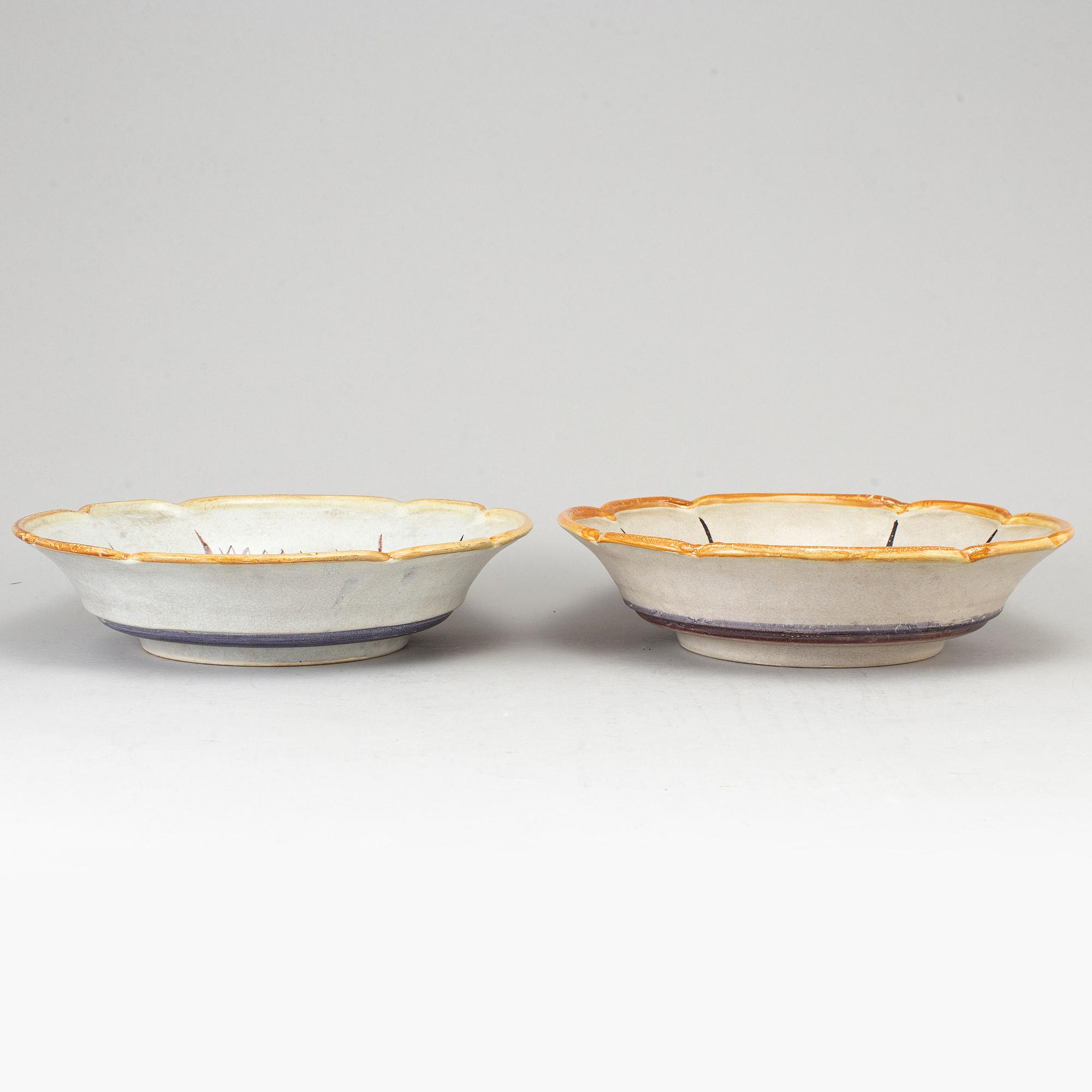 Maggie Wibom, 2 ceramic bowls, Bo Fajans, 1920-30s.