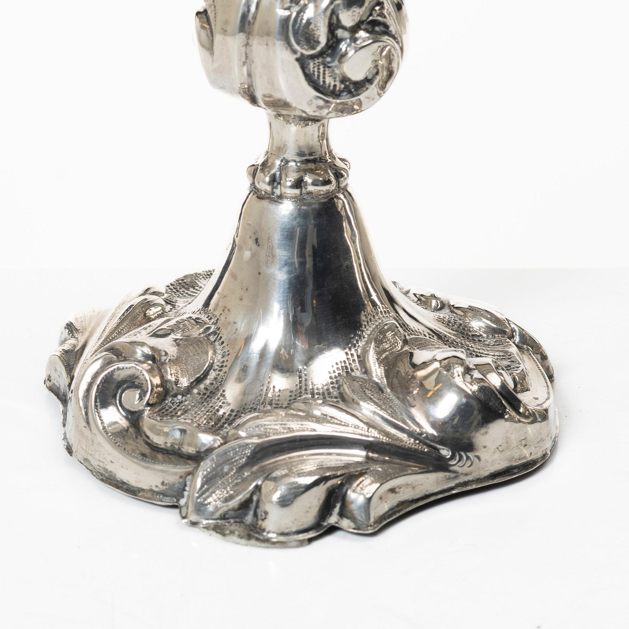 A pair of Swedish silver candlesticks, mark of Otto Lindeberg, Stockholm 1873.