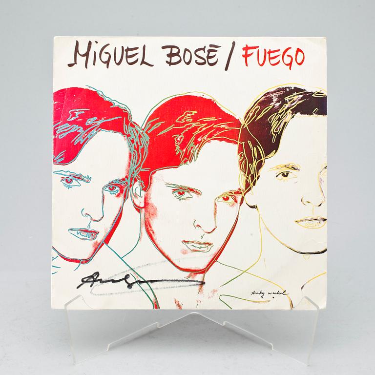 ANDY WARHOL, omslag till vinylsingel, "Miquel Bose/Milano-Madrid", 1983, signerat.