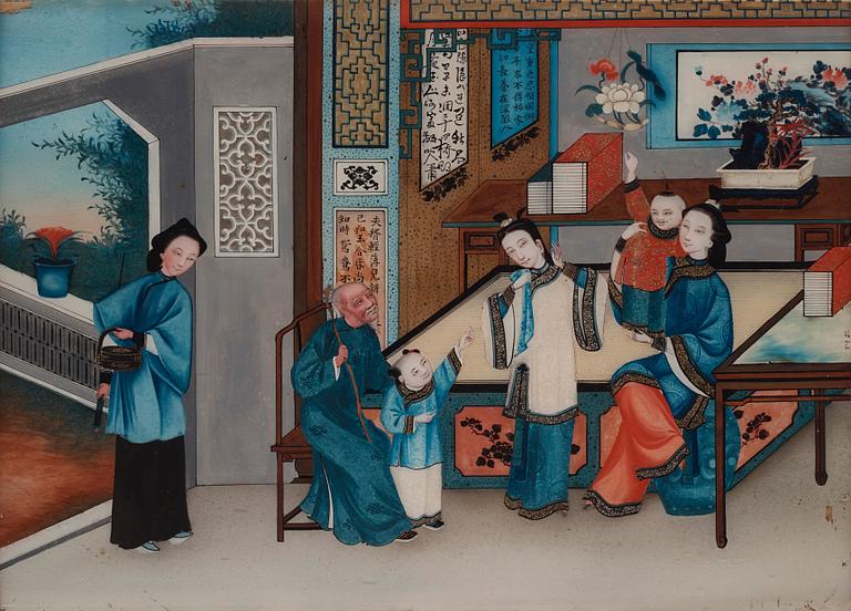 A Chinese reverse glass painting, circa 1800.