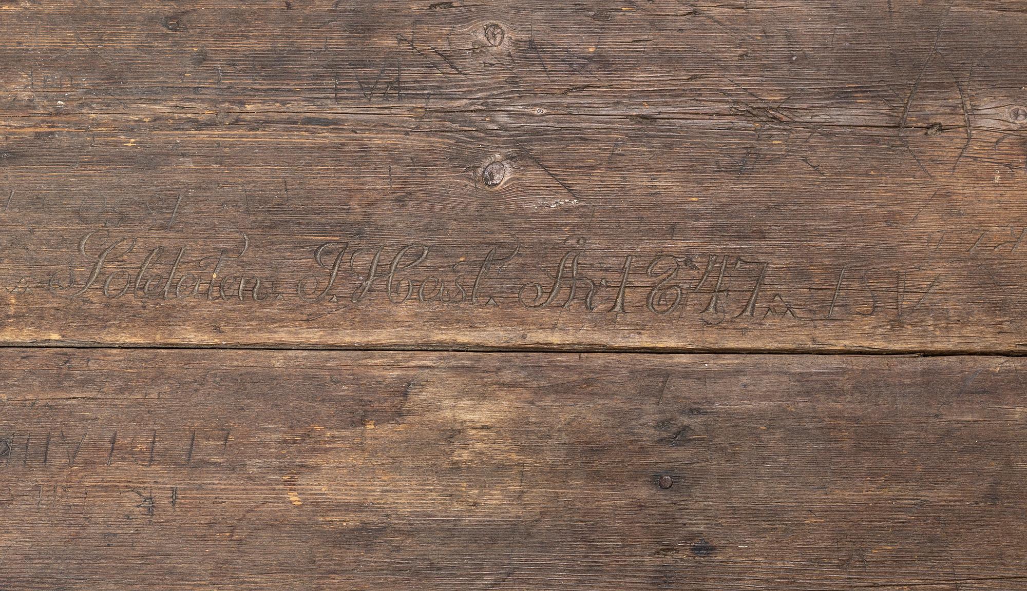 A pine table, 19th Century.