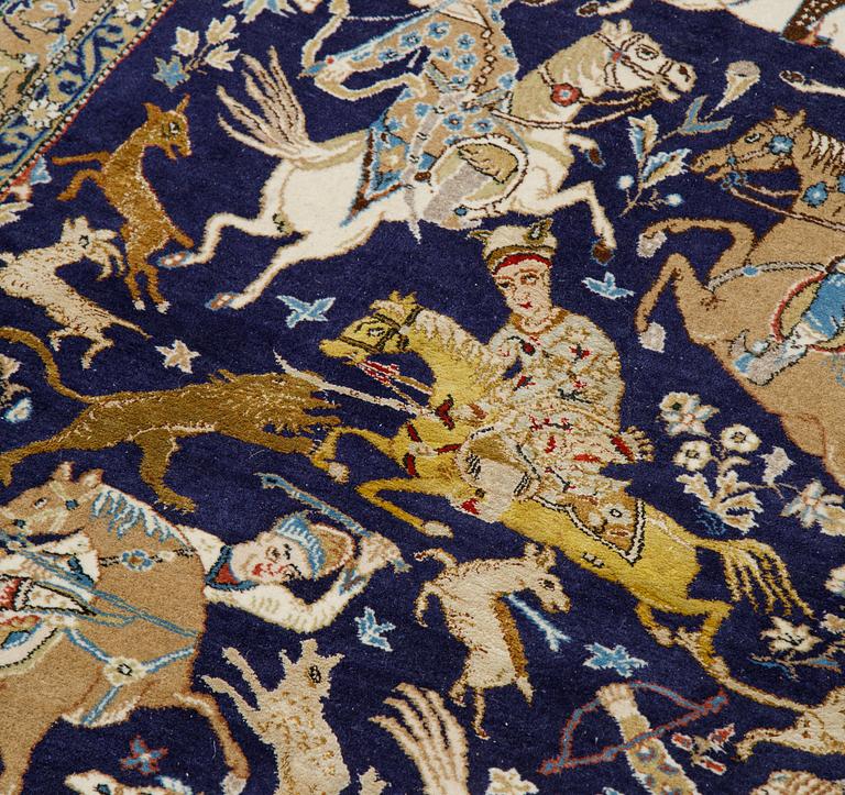 Matto, Old Qum, part silk, ca 207 x 140 cm.