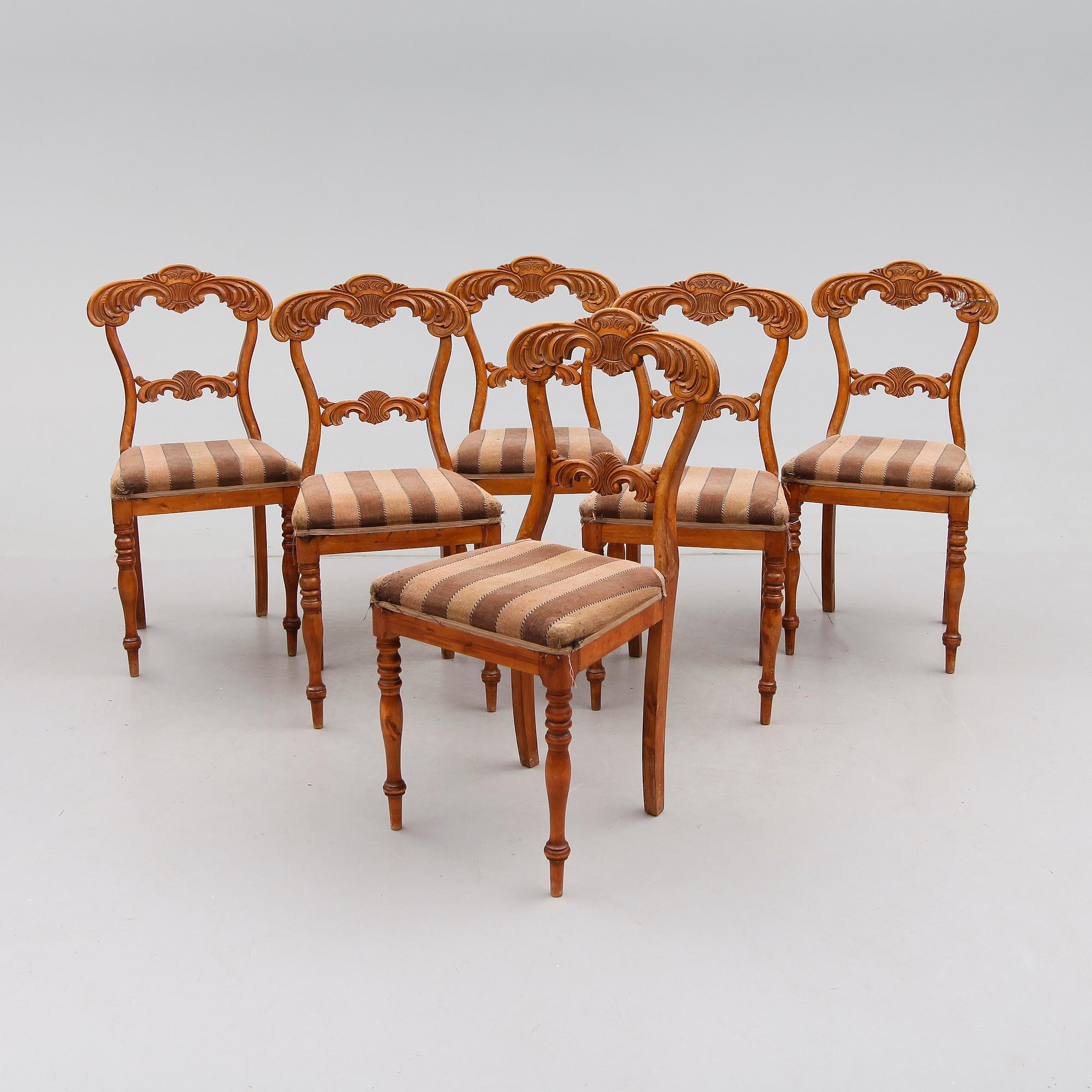 STOLAR, 6 st, Biedermeier, 1800-talet mitt.