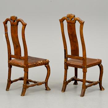 STOLAR, ett par, senbarock, omkring 1700-talets andra kvartal.