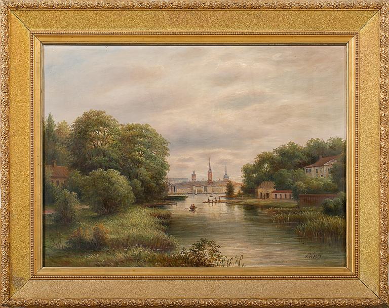 ERNFRIED WAHLQVIST, olja på duk, "Långholmen". Signerad och daterad 1890.