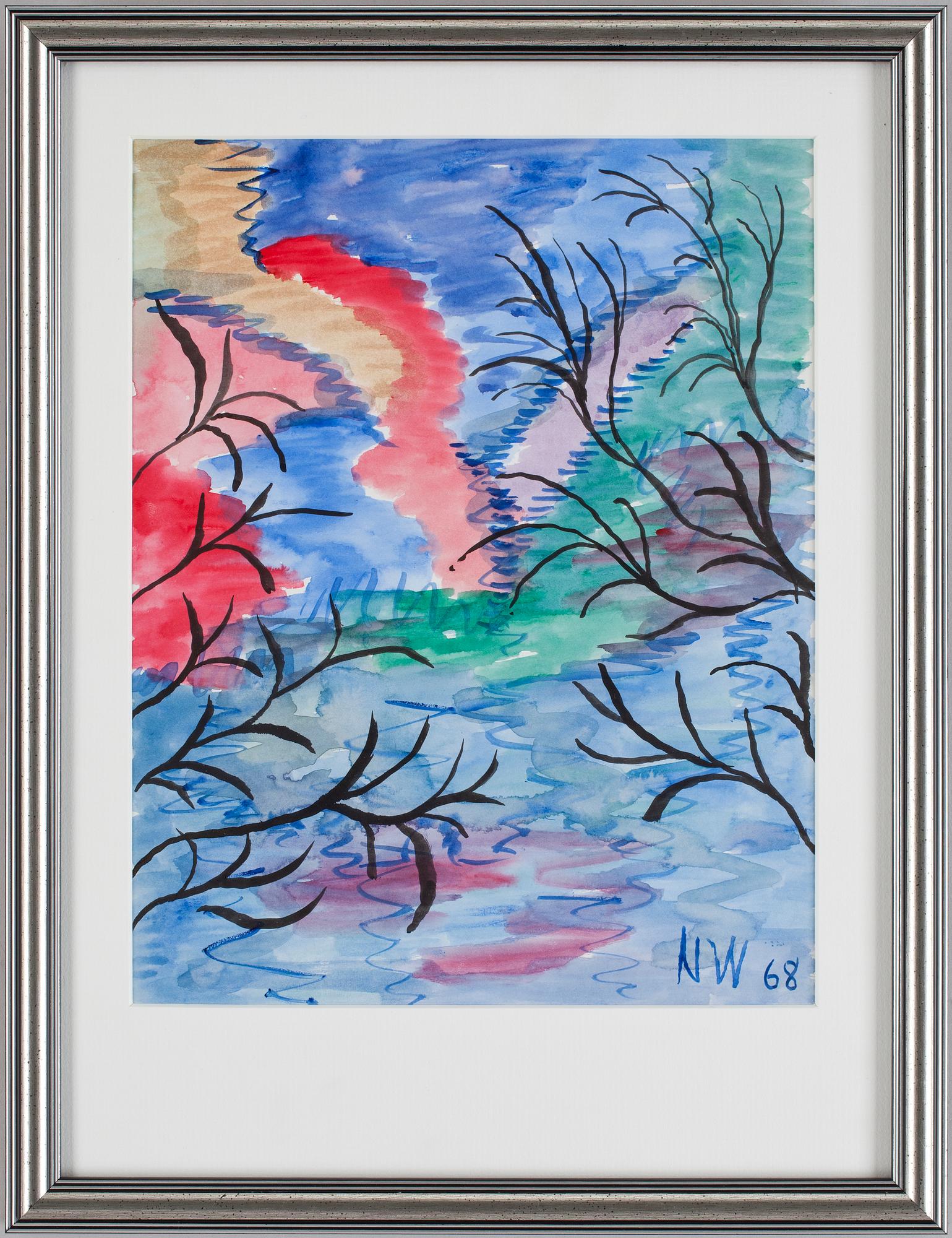 NELL WALDEN, akvarell, sign N W och dat -68.