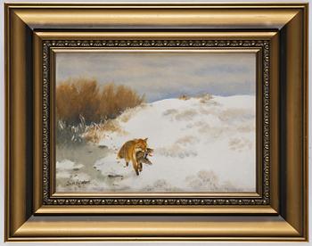 Bruno Liljefors, Fox with duck.