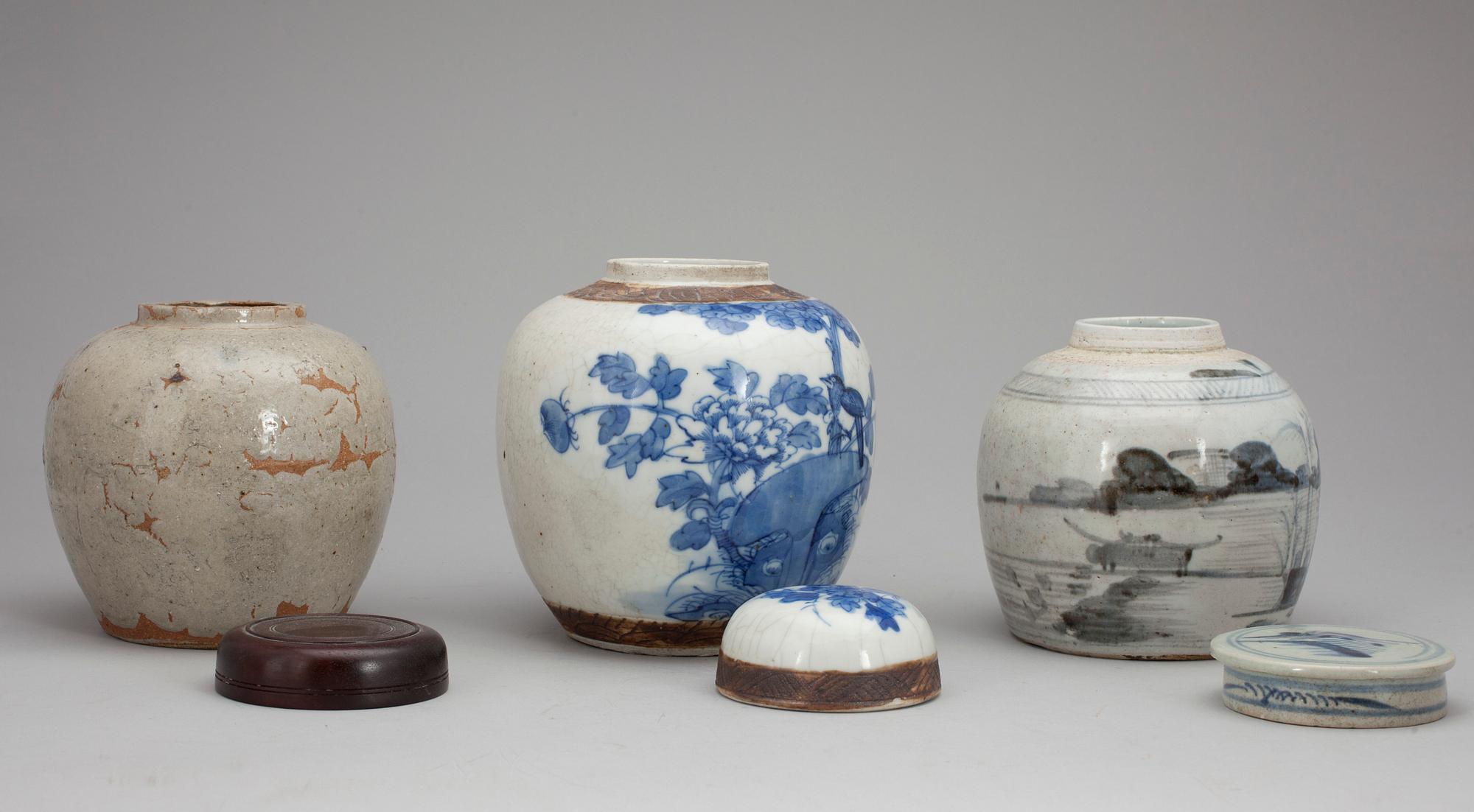 BOJANER, 3 st, porslin, Kina, 1800/1900-tal.