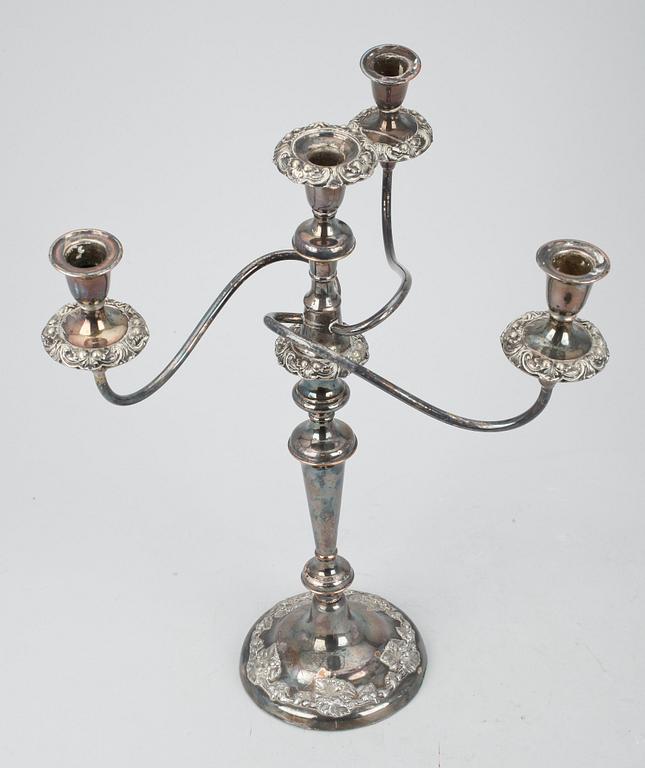 KANDELABRAR, ett par, försilvrad mässing och koppar, runt år 1900.