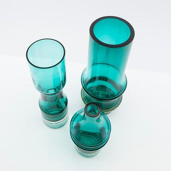 Tamara Aladin, vaser, 3 st, glas, Riihimäen Lasi, 1960/70-tal.