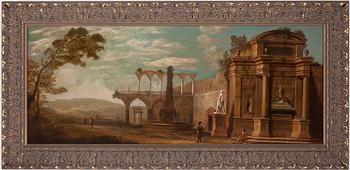 Landscape with ruins and figures.