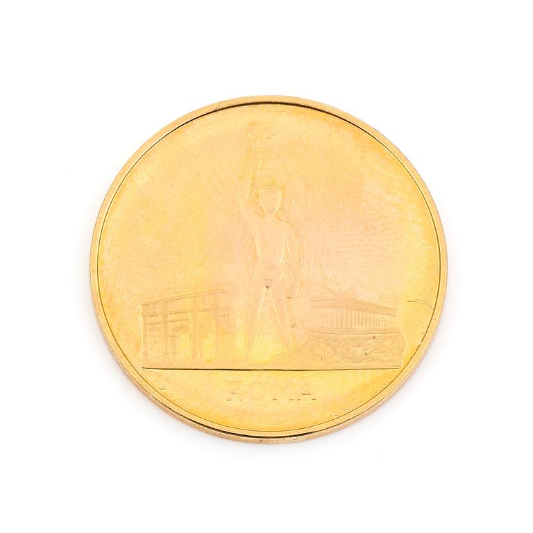 MEDALJ, guld. Minne från Olympiaden, Rom, 1960. Vikt ca 7 g.