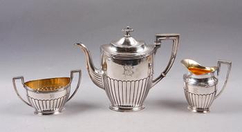 KAFFESERVIS, 3 delar, sterlingsilver, Tyskland. 1900-tal.