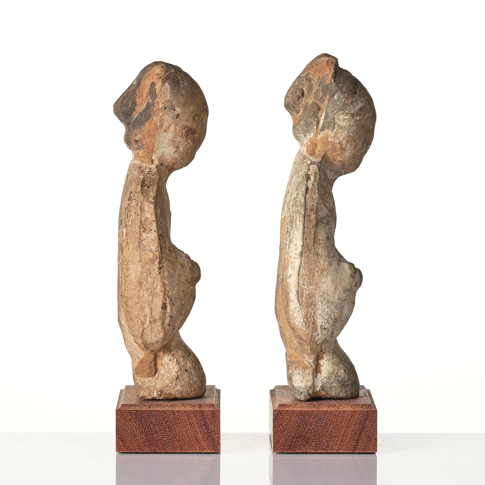 Two pottery figures of ladies, Han dynasty (206 B.C. - 220 A.D. ).