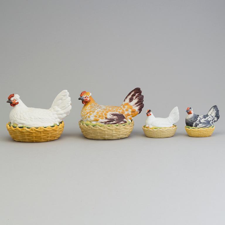 FOUR PARIAN EGG BASKETS, Gustafsberg, second half of the 19th century, one unmarked.