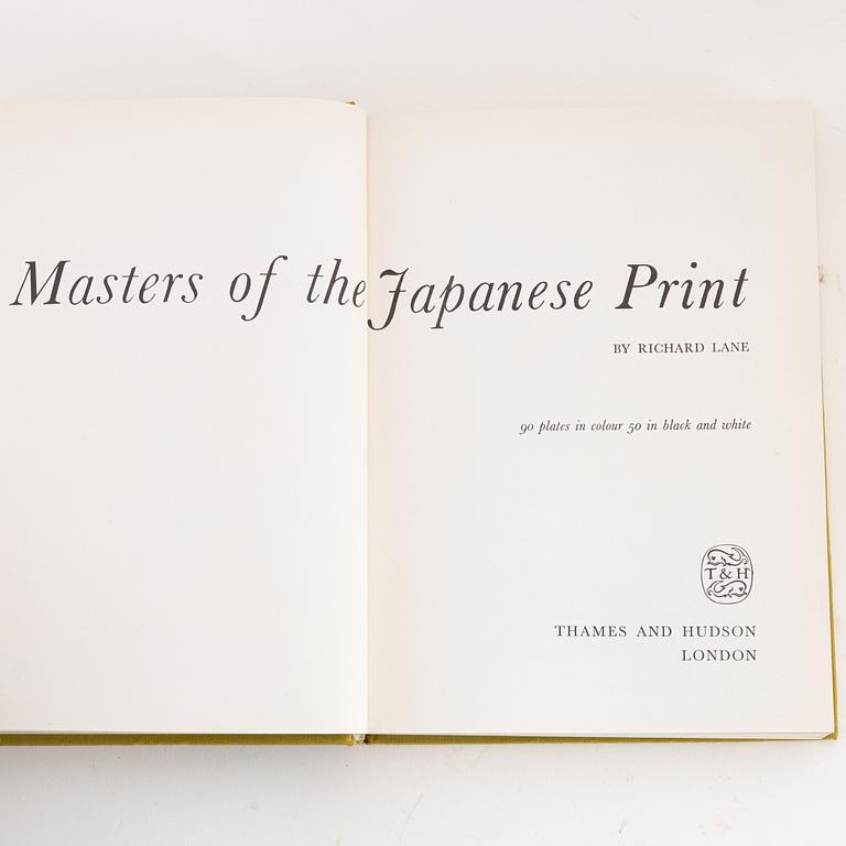 Litteratur rörande Japanskt konst och konsthantverk, sex delar samt album med träsnitt.