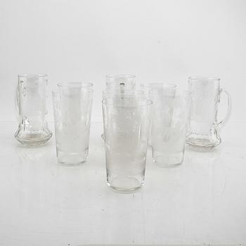 A set of six + three glass around 1900.