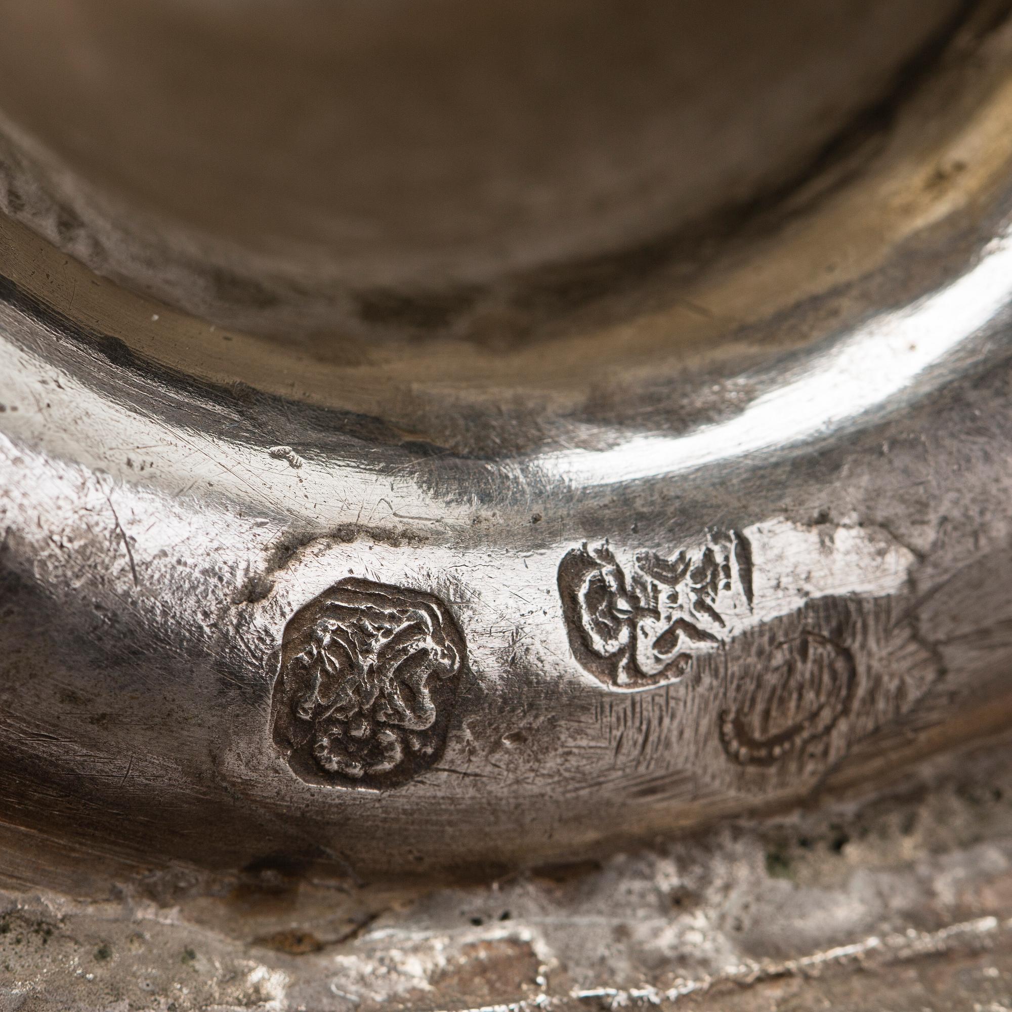 Two simular pairs of candlesticks, two marked Barde, Geneve 18th century, two with later marks.