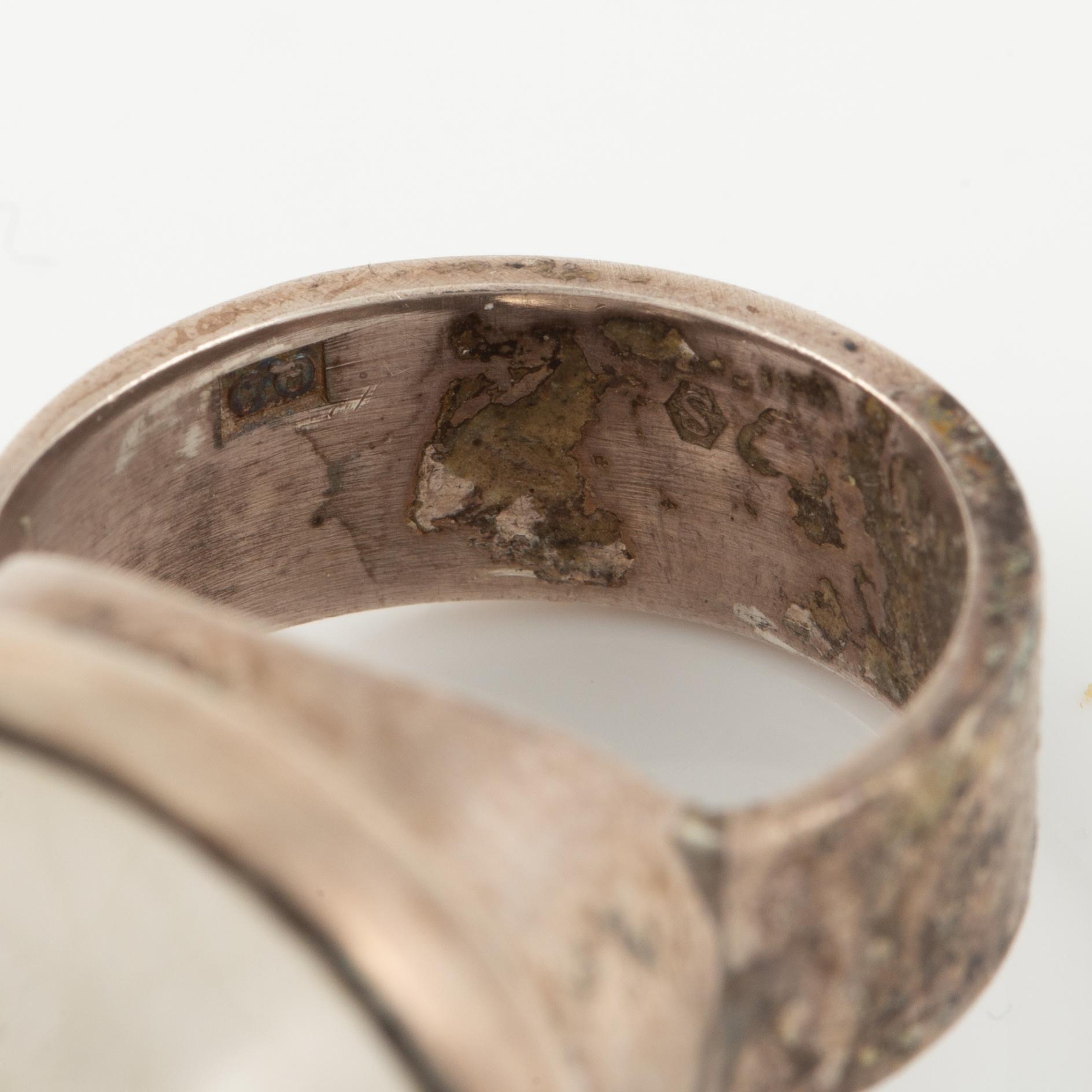 Lars Arby, five rings in sterling silver, Gothenburg 1963, 1966, 1967 and 1972.