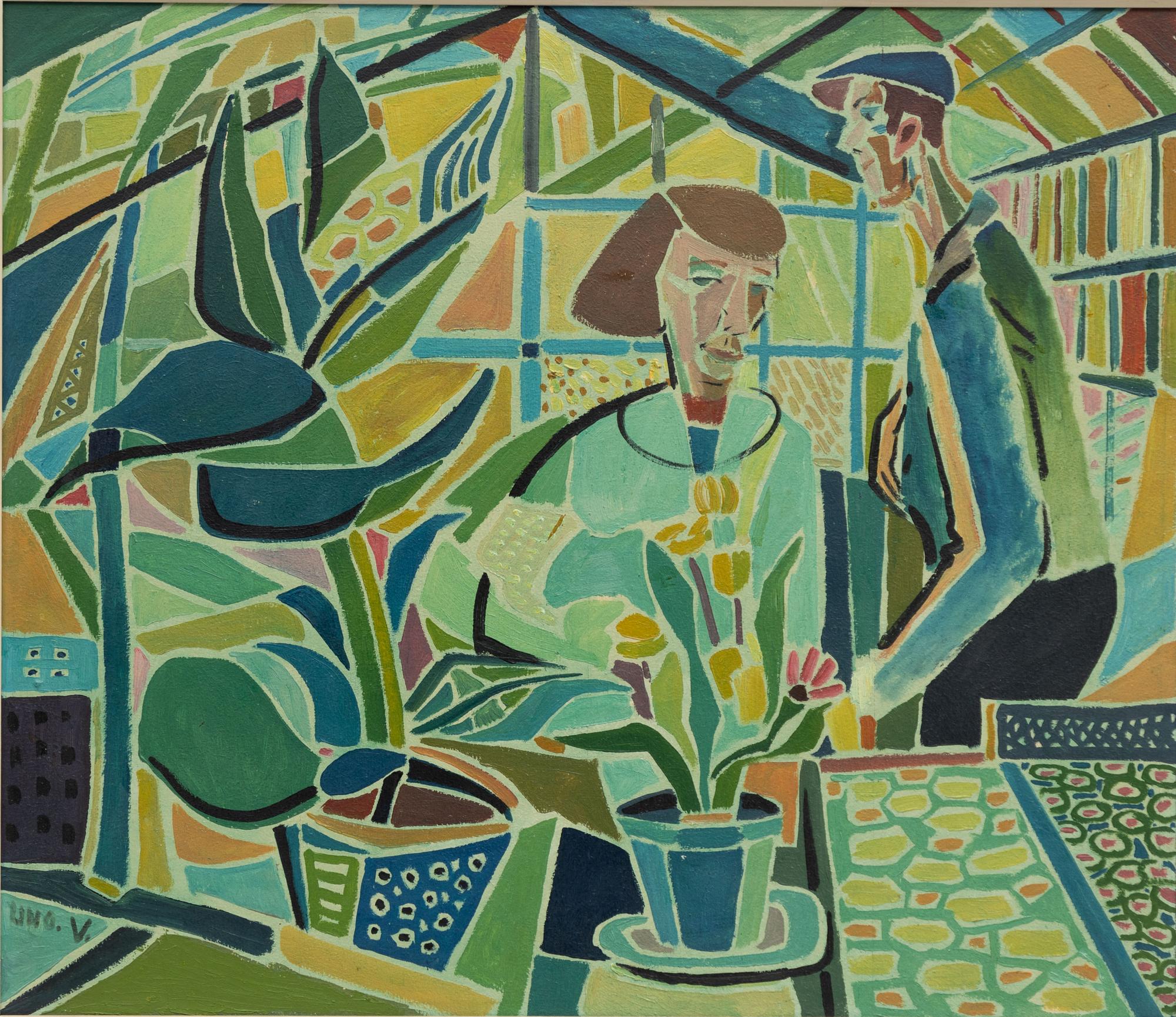 Uno Vallman, Woman and man in greenhouse.