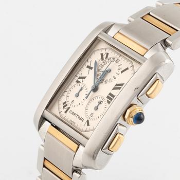 Cartier, Tank Francaise, chronograph, wristwatch, 28 x 28 (36) mm.