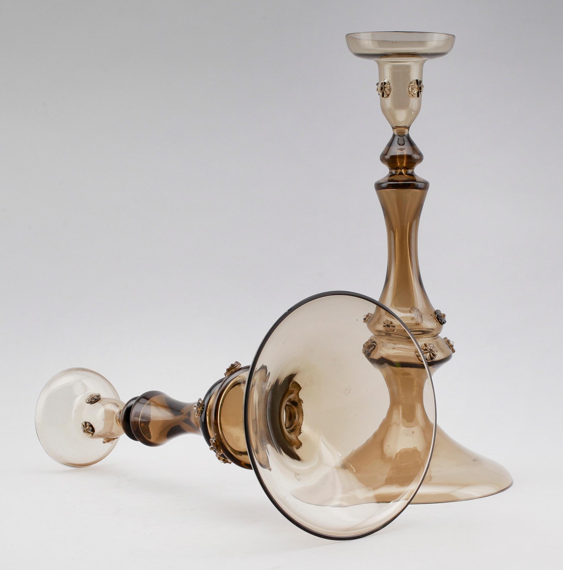 LJUSSTAKAR, 1 par, glas, 1900-talets första hälft.