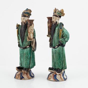 Figuriner, ett par, glaserad keramik, 1800-tal.