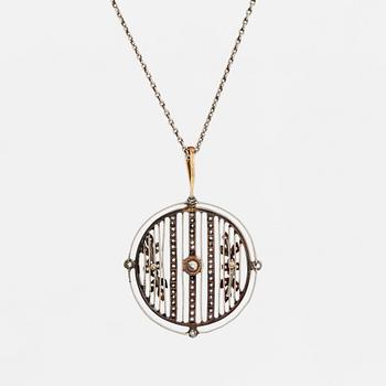 Hänge platina och 14K guld med gammal- och rosenslipade diamanter.
