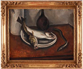 Otte Sköld, Nature morte with fish.