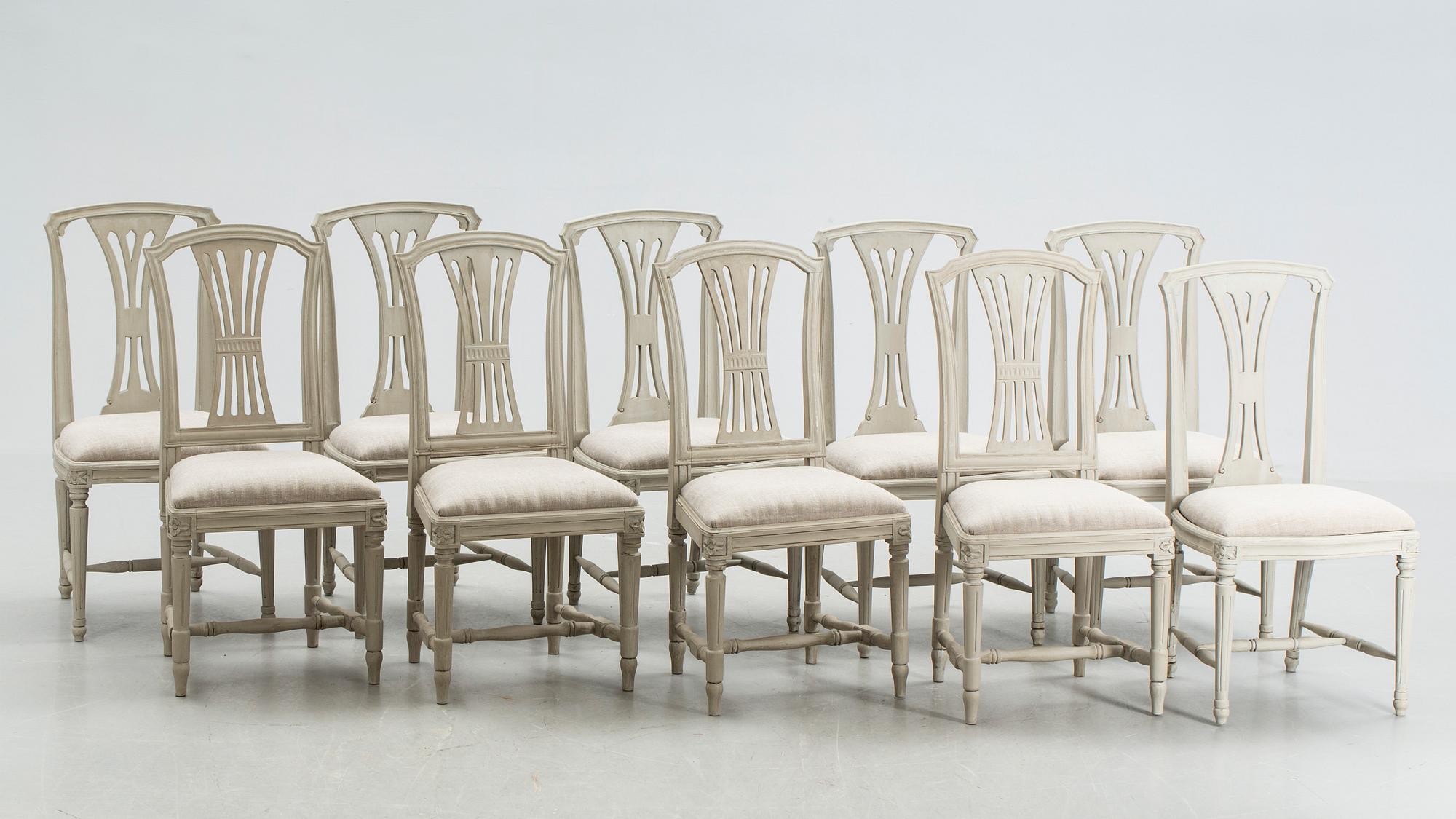MATSALSGRUPP, 13 delar, gustaviansk stil, 1900-talets andra hälft.