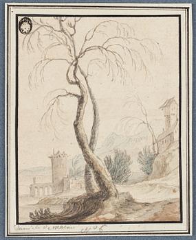 OKÄND KONSTNÄR 1600-TAL. Påskrift 'Daniels de Malinas'. (2). Akvarell och tusch, vardera 11,5 x 9,5 cm.