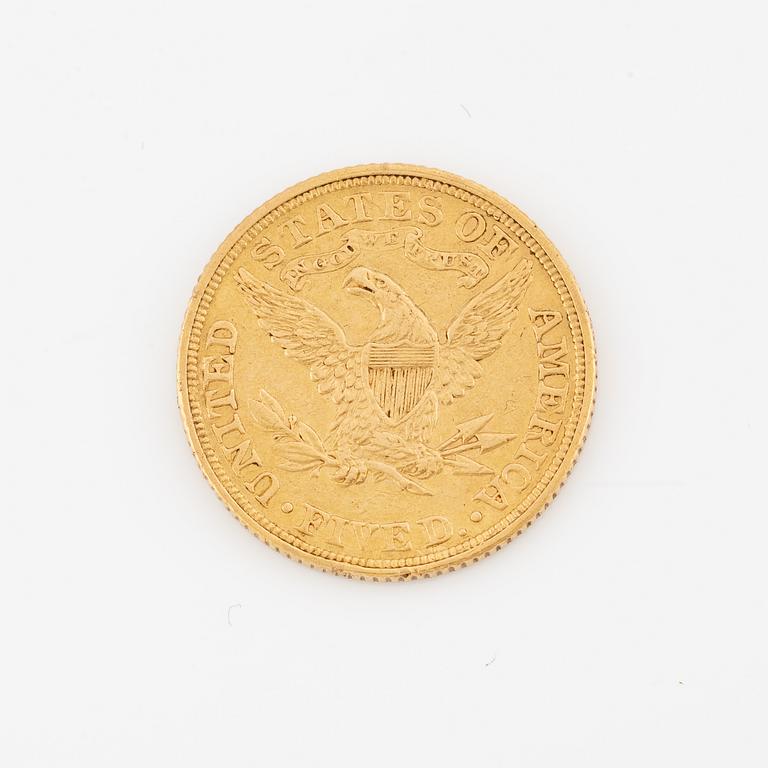 A US 5 dollar goldcoin 1880,