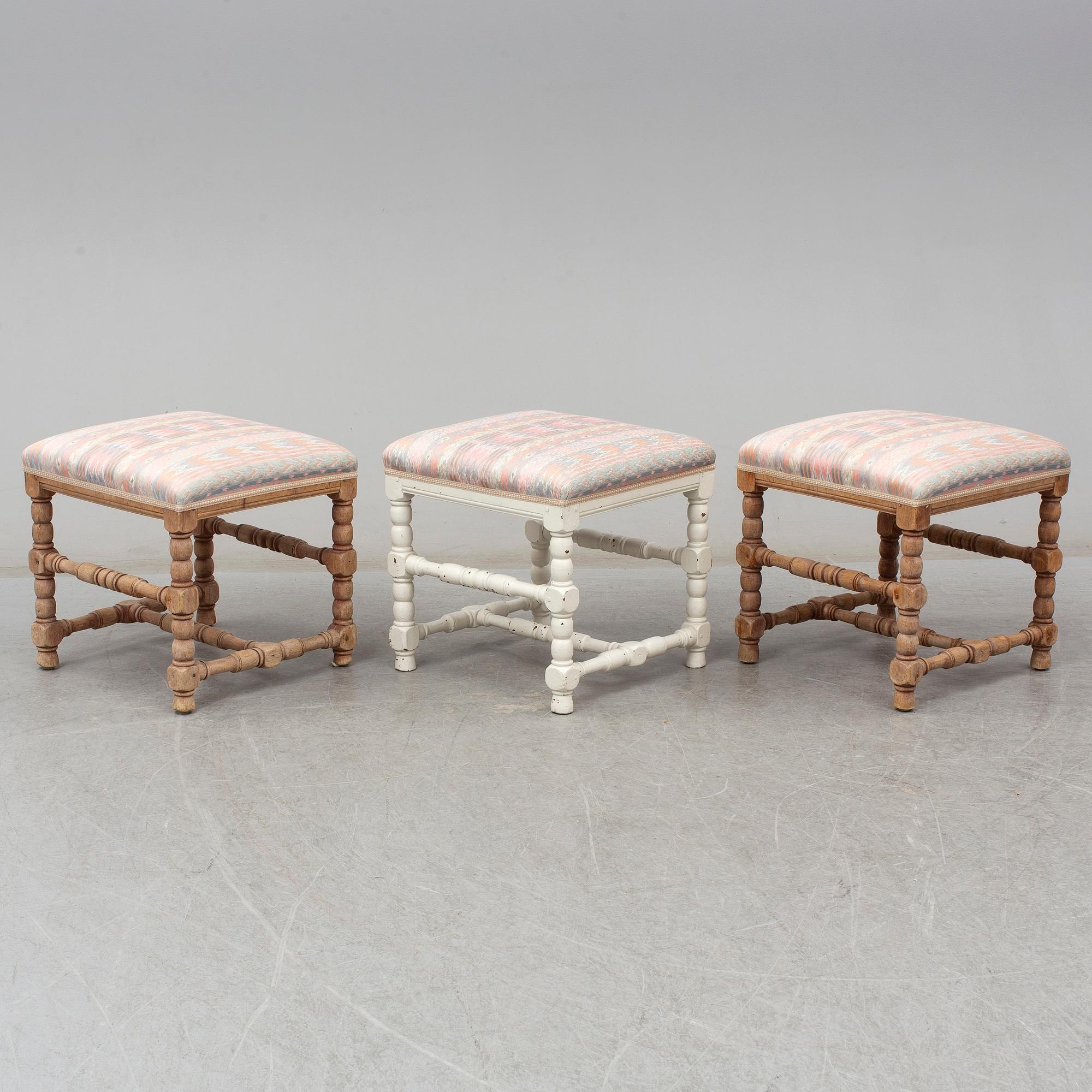 A set of three 18th century  Baroque stools.