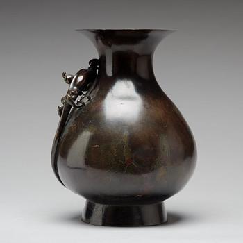 A bronze vase, presumably 18th Century.