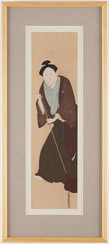 ISODA KORYUSAI (1735-1790), efter, and UNKNOWN ARTIST, color woodblock prints, Japan, both presumably 20th century.