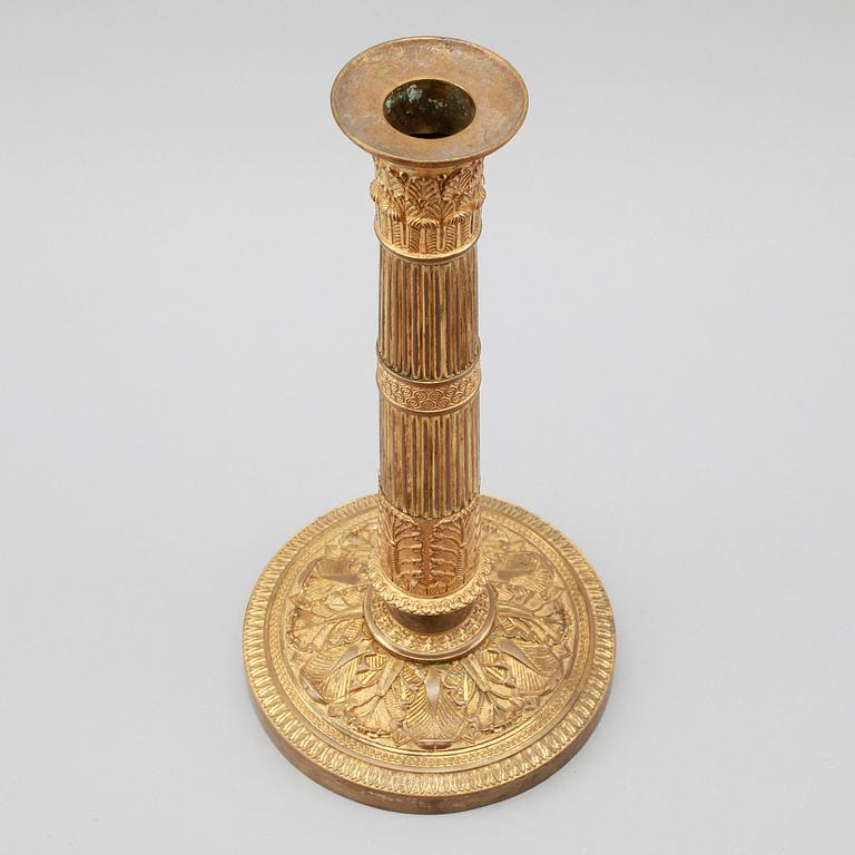 LJUSSTAKE, förgylld, empire, tidigt 1800-tal.