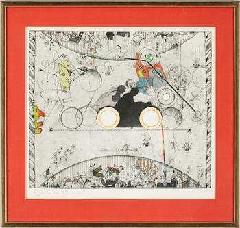 JORGO KRALLIS, handkolorerade etsningar, 3 st, sign o numr 26/75.