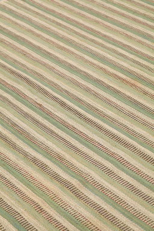 Barbro Nilsson, Matta, "Randig med tvist, grön", rölakan, ca 244,5-245,5 x 226-227 cm, signerad AB MMF BN.