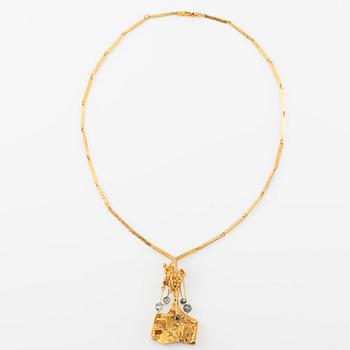 A Björn Weckström, necklace, "It Rains in the Mountains", necklace 18K gold with moss agate. Lapponia 1969. 40 g.