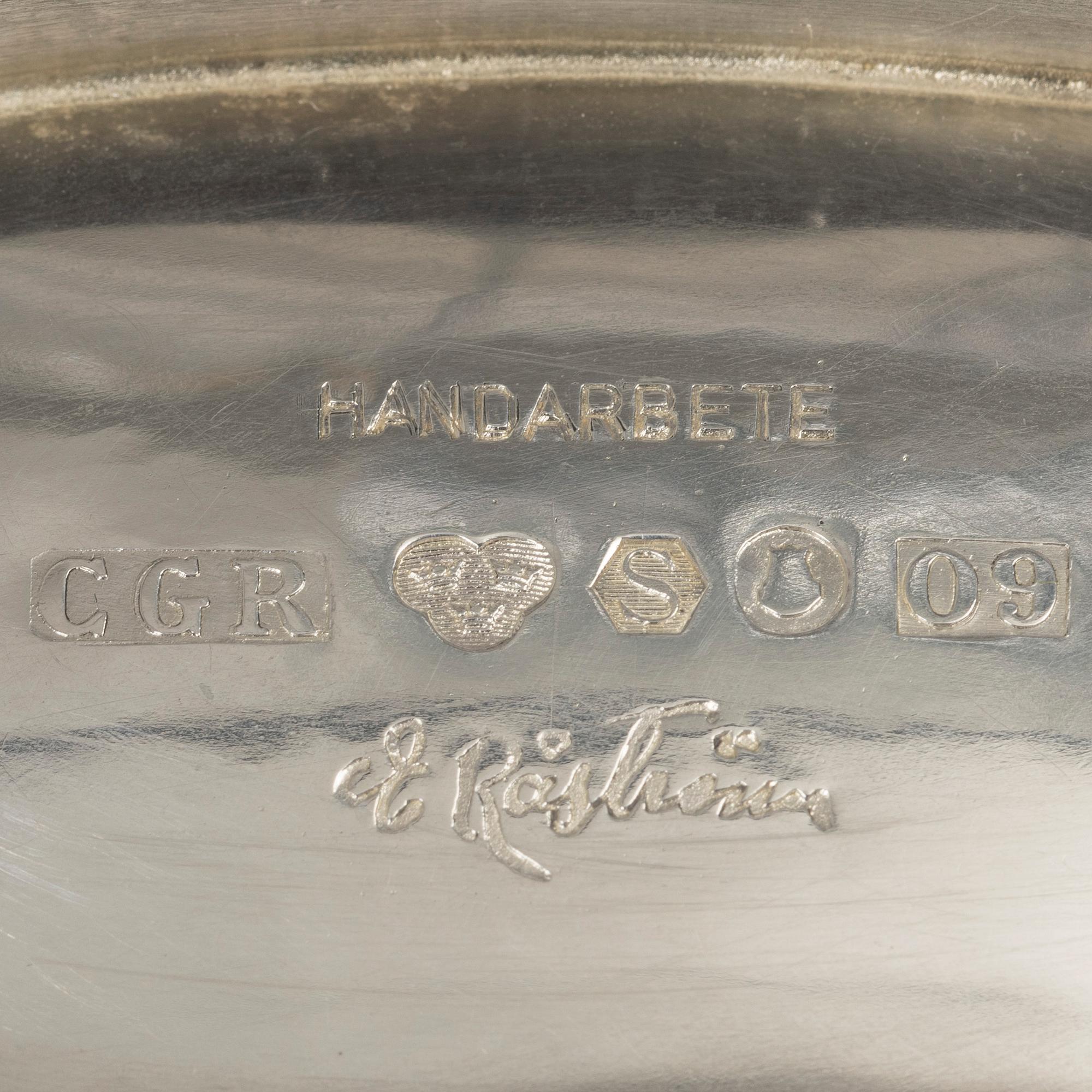 Eric Råström, skål, silver, firma CG Råström, Stockholm 1964.