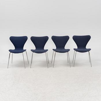 Arne Jacobsen, stolar, 4 st, "Sjuan", Fritz Hansen, Danmark, 1970-tal.