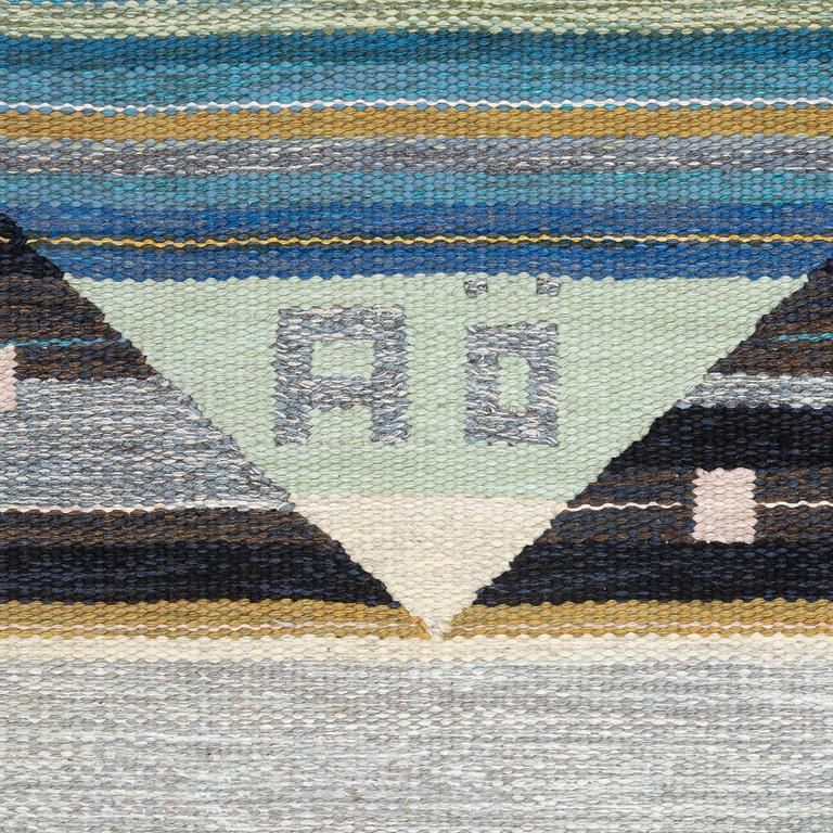 Agda Österberg, a carpet. 'Matta 232' or a variant of it, flat and tapestry weave, c. 352 x 240 cm, signed AÖ.